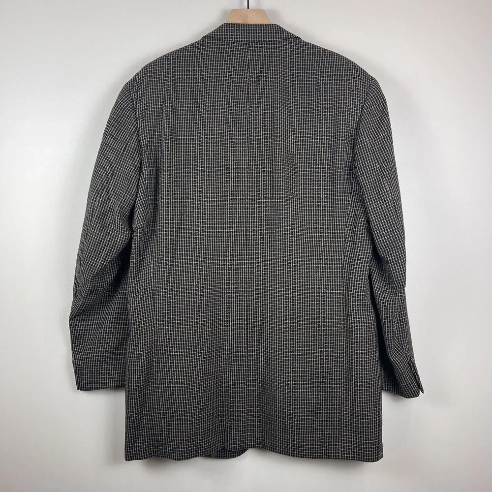 Hugo Boss Blazer Jacket Men 44L‎ Black Brown Schurwolle Virgin Wool Blend Career